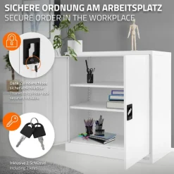 Aktenschrank abschließbar 90x40x90 cm Weiß aus Stahl ML-Design-ECD Germany Sale