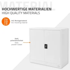 Aktenschrank abschließbar 90x40x90 cm Weiß aus Stahl ML-Design-ECD Germany Sale