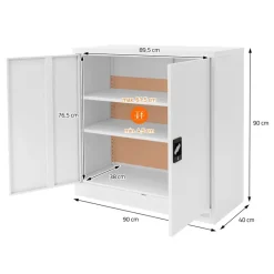 Aktenschrank abschließbar 90x40x90 cm Weiß aus Stahl ML-Design-ECD Germany Sale