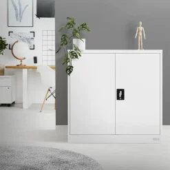 Aktenschrank abschließbar 90x40x90 cm Weiß aus Stahl ML-Design-ECD Germany Sale