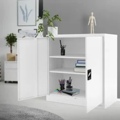 Aktenschrank abschließbar 90x40x90 cm Weiß aus Stahl ML-Design-ECD Germany Sale