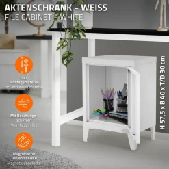 Aktenschrank Büroschrank Industrial 40x30x57,5 cm Weiß aus Stahl ML-Design-ECD Germany New