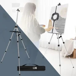 Aluminium Staffelei Dreibein 50-156 cm höhenverstellbar Silber-ECD Germany New