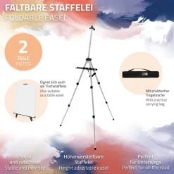 Aluminium Staffelei Dreibein 50-156 cm höhenverstellbar Silber-ECD Germany New