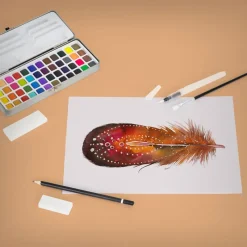 Aquarellfarben Malkasten 48 Farben in Metallbox Silber mit Zubehör-ECD Germany Outlet