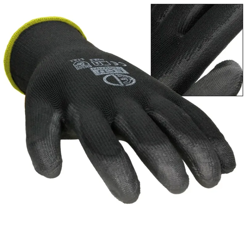 Arbeitshandschuhe 1 Paar mit PU-Beschichtung Schwarz Größe M-ECD Germany New