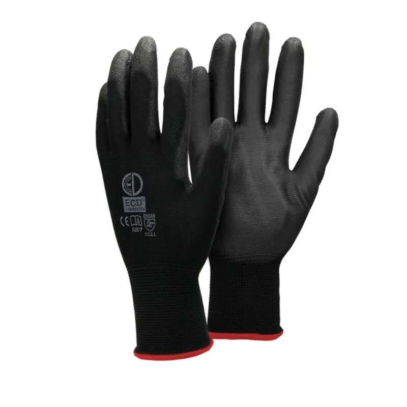 Arbeitshandschuhe 1 Paar mit PU-Beschichtung Schwarz Größe S-ECD Germany Best