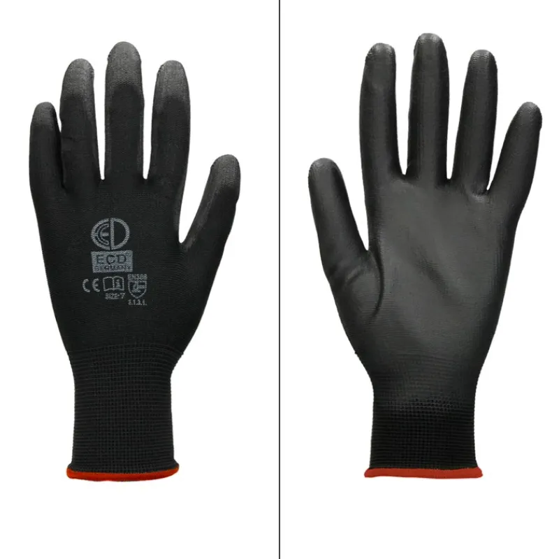 Arbeitshandschuhe 1 Paar mit PU-Beschichtung Schwarz Größe S-ECD Germany Best