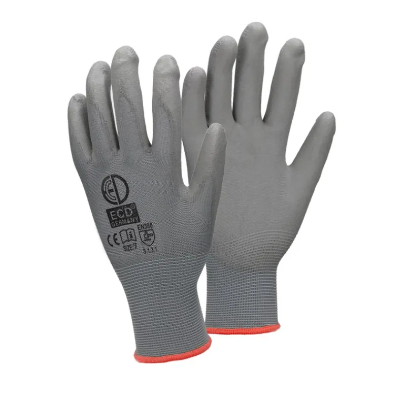 Arbeitshandschuhe 12 Paar mit PU-Beschichtung Grau Größe S-ECD Germany Online