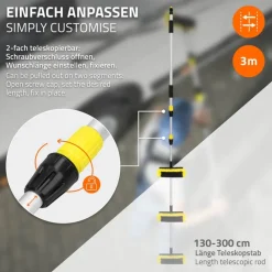 Auto Waschbürste mit Aluminium Teleskop Stiel bis 300 cm-ECD Germany Clearance