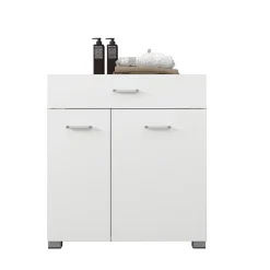 Badezimmerschrank Badschrank mit Wäschekorb 75x37x90 cm in Weiß ML-Design-ECD Germany Discount