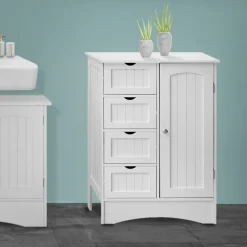 Badezimmerschrank Badschrank Weiß 55x81x30 cm ML-Design-ECD Germany Best