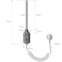 Badheizkörper Elektrisch mit Heizstab 900W 750x1800 mm Anthrazit gerade mit Seitenanschluss-ECD Germany Hot