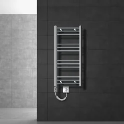 Badheizkörper Elektrisch mit Heizstab 300W 400x800 mm Chrome gebogen mit Seitenanschluss LuxeBath-ECD Germany Outlet