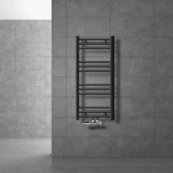 Badheizkörper Mittelanschluss 400x800 mm Anthrazit gerade mit Wand Anschlussgarnitur LuxeBath-ECD Germany