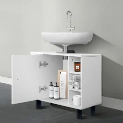 Badmöbel Set 2-Teilig modernen Stil Weiß aus Holz ML-Design-ECD Germany