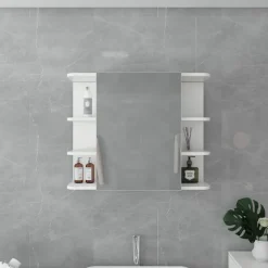 Badmöbel Set 2-Teilig modernen Stil Weiß aus Holz ML-Design-ECD Germany