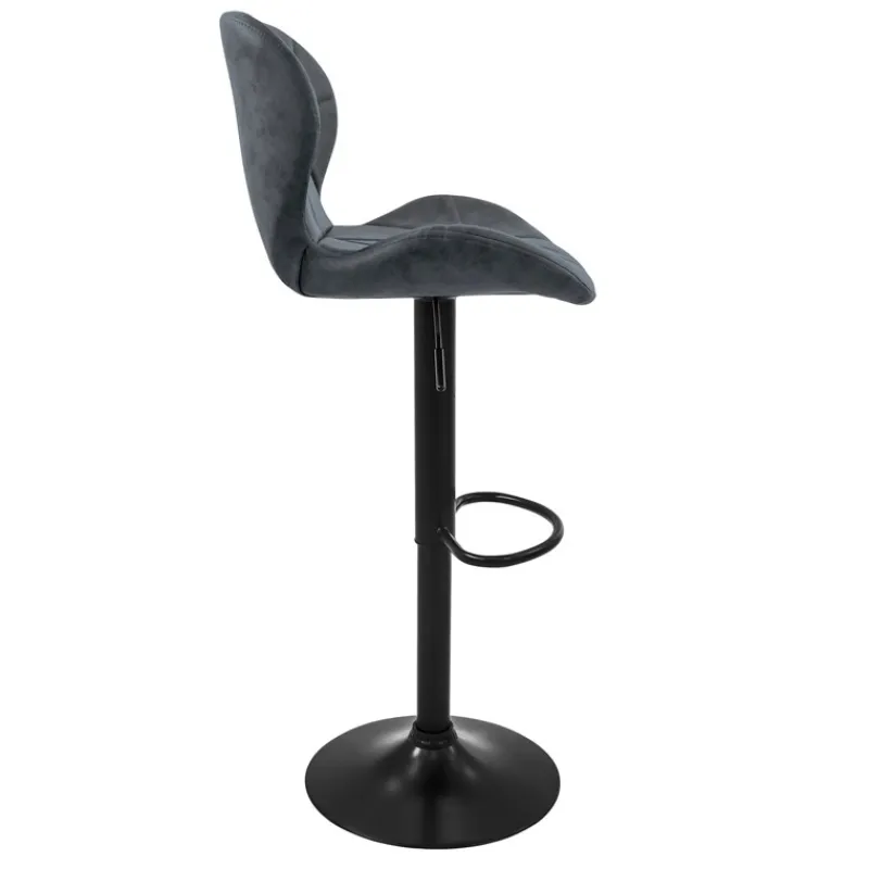 Barhocker 2er Set Anthrazit Kunstlederbezug mit Rückenlehne und Fußstütze höhenverstellbar 59-79cm ML-Design-ECD Germany Sale