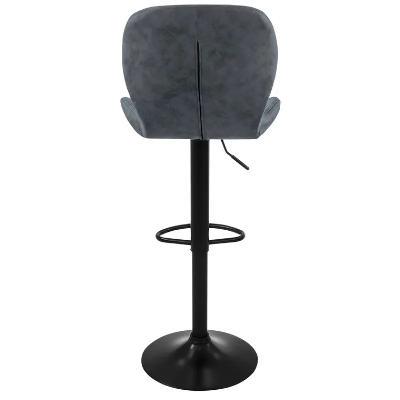 Barhocker 2er Set Anthrazit Kunstlederbezug mit Rückenlehne und Fußstütze höhenverstellbar 59-79cm ML-Design-ECD Germany Sale