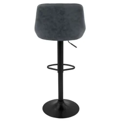 Barhocker 2er Set Anthrazit Kunstlederbezug mit Rückenlehne und Fußstütze höhenverstellbar 62-82 cm ML-Design-ECD Germany Online