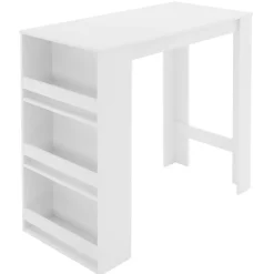 Bartisch mit 3-stufigem Regal 117x106x57 cm Weiß aus Holz ML-Design-ECD Germany Online