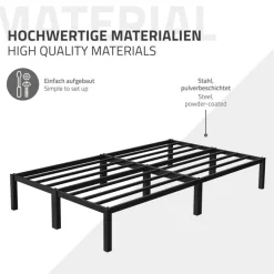 Bettgestell Doppelbett 120x200 cm aus Metall Schwarz mit Lattenrost ML-Design-ECD Germany New