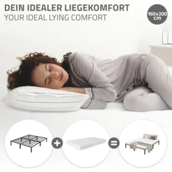 Bettgestell Doppelbett 160x200 cm aus Metall in Anthrazit mit Lattenrost ML-Design-ECD Germany New