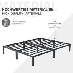 Bettgestell Doppelbett 160x200 cm aus Metall in Anthrazit mit Lattenrost ML-Design-ECD Germany New