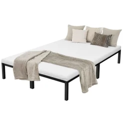 Bettgestell Doppelbett 140x200 cm aus Metall in Schwarz mit Lattenrost ML-Design-ECD Germany