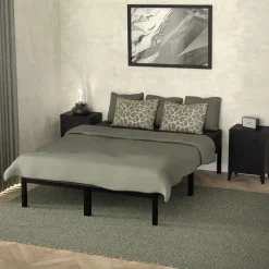 Bettgestell Doppelbett 140x200 cm aus Metall in Schwarz mit Lattenrost ML-Design-ECD Germany