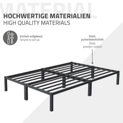 Bettgestell Doppelbett 140x200 cm aus Metall in Anthrazit mit Lattenrost ML-Design-ECD Germany Online