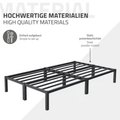 Bettgestell Doppelbett 120x200 cm aus Metall in Anthrazit mit Lattenrost ML-Design-ECD Germany