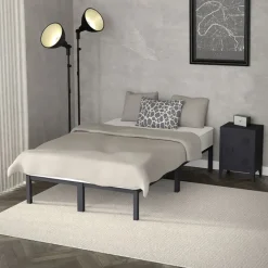 Bettgestell Doppelbett 120x200 cm aus Metall in Anthrazit mit Lattenrost ML-Design-ECD Germany