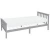 Bettgestell Einzelbett 90x200cm aus Kiefernholz in Hellgrau mit Lattenrost & Matratze H-10cm ML-Design-ECD Germany Best