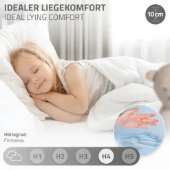 Bettgestell Einzelbett 90x200cm aus Kiefernholz in Hellgrau mit Lattenrost & Matratze H-10cm ML-Design-ECD Germany Best