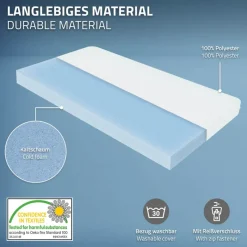 Bettgestell Einzelbett 90x200cm aus Kiefernholz in Hellgrau mit Lattenrost & Matratze H-10cm ML-Design-ECD Germany Best