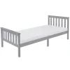 Bettgestell Einzelbett 90x200cm aus Kiefernholz in Hellgrau mit Lattenrost & Matratze H-16cm ML-Design-ECD Germany