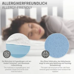 Bettgestell Einzelbett 90x200cm aus Kiefernholz in Hellgrau mit Lattenrost & Matratze H-16cm ML-Design-ECD Germany