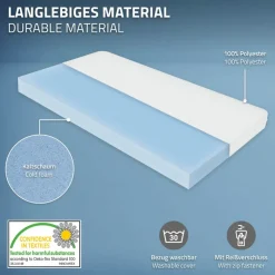 Bettgestell Einzelbett 90x200cm aus Kiefernholz in Natur mit Lattenrost & Matratze H-16cm ML-Design-ECD Germany Online