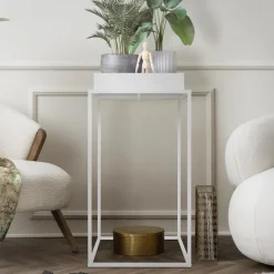 Blumenständer 45x45x80 cm Weiß aus Metall ML-Design-ECD Germany