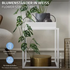 Blumenständer 35x35x46 cm Weiß aus Metall ML-Design-ECD Germany Outlet