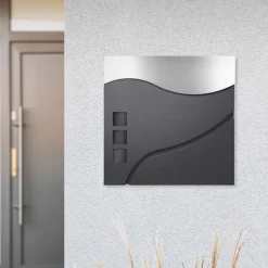 Briefkasten mit Zeitungsfach 37x36,5x10,5 cm Anthrazit/Silber aus Edelstahl-ECD Germany