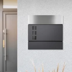 Briefkasten mit Zeitungsfach 37x36,5x10,5 cm Anthrazit/Silber aus Stahl-ECD Germany Sale