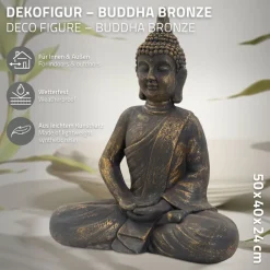 Buddha Figur 40x24x50 cm bronze aus Kunstharz-ECD Germany Discount