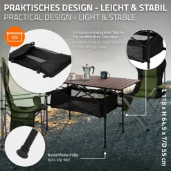 Camping Set 3-teilig mit Klapptisch Braun und 2 Campingstühlen Schwarz HAUKI-ECD Germany Best