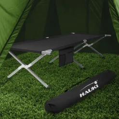 Campingbett Feldbett klappbar 210x83x46 cm Schwarz mit Tragetasche bis 150 kg Hauki-ECD Germany Discount