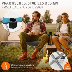 Campingstuhl 2er Set faltbar Grau-Blau klappbarer Angelstuhl mit Getränkehalter & Tragetasche-ECD Germany Sale