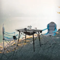 Campingstuhl 2er Set faltbar Grau-Blau klappbarer Angelstuhl mit Getränkehalter & Tragetasche-ECD Germany Sale