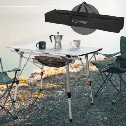 Campingtisch faltbar 90x51,5 cm Silber aus Aluminium ML-Design-ECD Germany Best