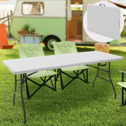 Campingtisch klappbar 180x74 cm Weiß aus Kunststoff ML-Design-ECD Germany Outlet